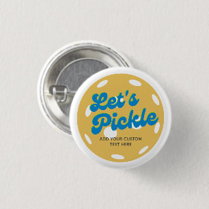 Cool Retro Pickleball Laten we pickle gepersonalis Ronde Button 3,2 Cm