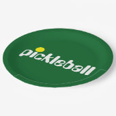 Cool Retro PICKLEBALL Tekst Vet Groene Achtergrond Papieren Bordje (Gekanteld)