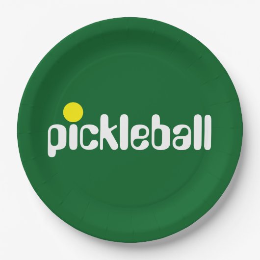 Cool Retro PICKLEBALL Tekst Vet Groene Achtergrond Papieren Bordje (Voorkant)