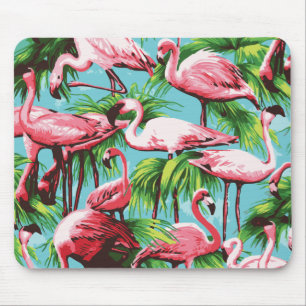 Cool Retro Pink Flamingoes Mousepad Muismat