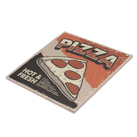 Cool retro pizza home business crafting tegeltje (Zijkant)