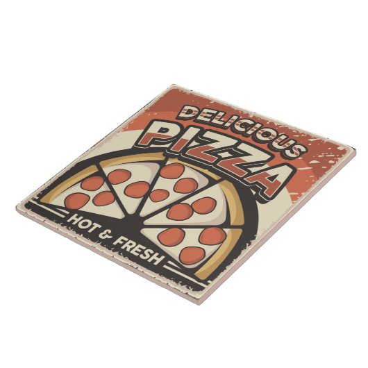 Cool retro pizza home business crafting tegeltje (Zijkant)