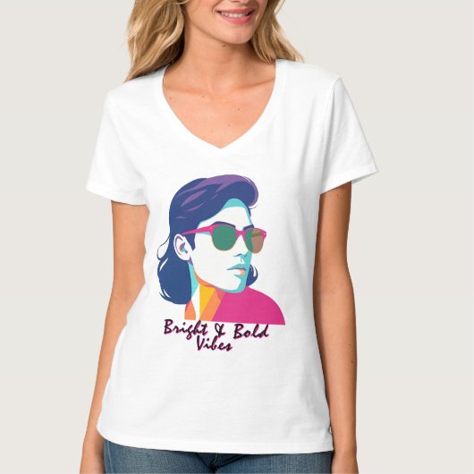 Cool Retro Pop Kunstportret T-shirt (Voorkant)