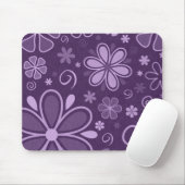 Cool Retro Purple Flowers Muismat (Met muis)