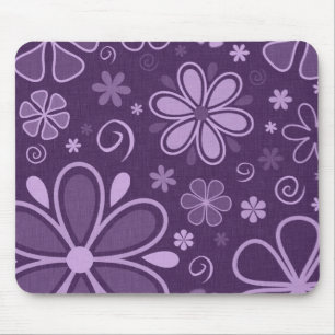 Cool Retro Purple Flowers Muismat