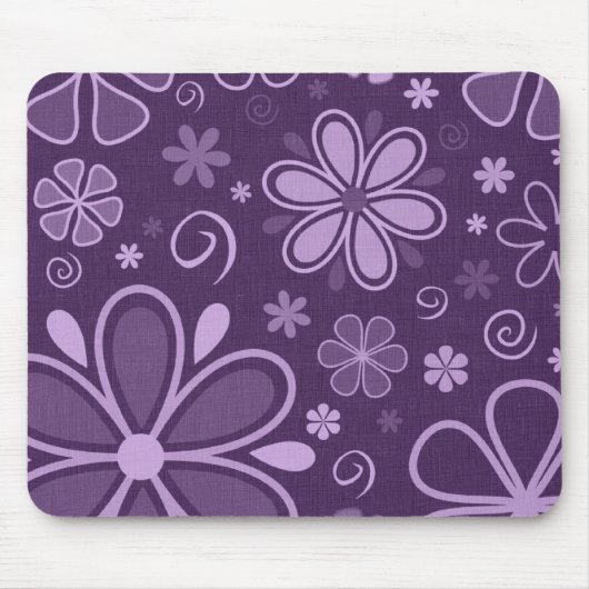 Cool Retro Purple Flowers Muismat (Voorkant)