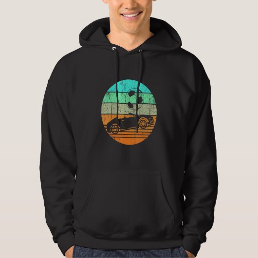 Cool Retro  raceauto met racebus Hoodie (Voorkant)