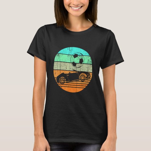 Cool Retro raceauto met racebus T-shirt (Voorkant)