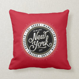 Cool Retro Rood, Zwart en Wit New York City Logo Kussen