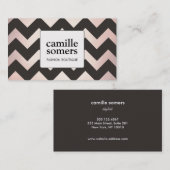 Cool Retro Roos Gold Foil Brown Chevron Pattern Visitekaartje (Voorkant / Achterkant)