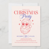 Cool Retro Santa Christmas Party Feestdagenkaart (Voorkant)