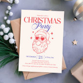 Cool Retro Santa Christmas Party Feestdagenkaart