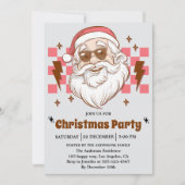 Cool Retro Santa Christmas Party Kaart (Voorkant)