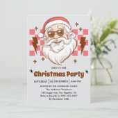 Cool Retro Santa Christmas Party Kaart (Staand voorkant)