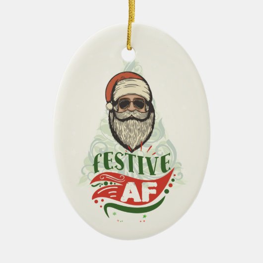 Cool Retro Santa Keramisch Ornament (Voorkant)