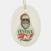 Cool Retro Santa Keramisch Ornament (Achterkant)