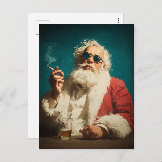Cool Retro Santa Portrait Feestdagenkaart (Voorkant / Achterkant)