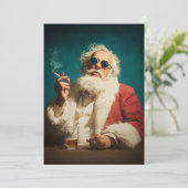 Cool Retro Santa Portrait Feestdagenkaart (Staand voorkant)