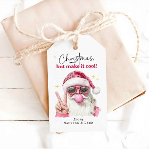 Cool Retro Santa Trendy Kerstmis Cadeaulabel