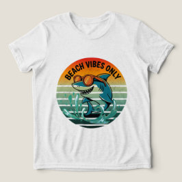 Cool Retro Shark met zonnebril – Beach Vibes Only Tri-Blend Shirt