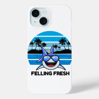 Cool Retro Shark met zonnebril iPhone 15 Case