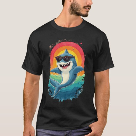 Cool Retro Shark Zonnebril Grappig T-shirt (Voorkant)