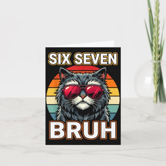 Cool Retro Six Seven Bruh Cat Sungles Meme 67  Kaart (Voorkant)