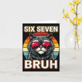 Cool Retro Six Seven Bruh Cat Sungles Meme 67  Kaart (Gele Bloem)