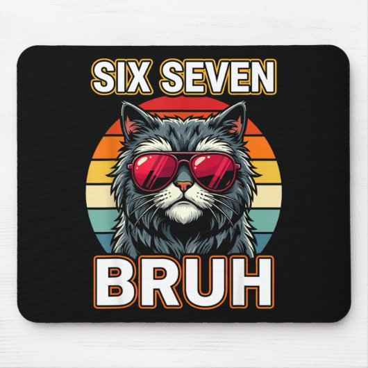 Cool Retro Six Seven Bruh Cat Sungles Meme 67  Muismat (Voorkant)