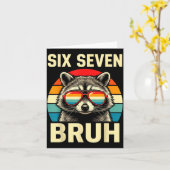 Cool Retro Six Seven Bruh Raccoon Sungles Meme 67  Kaart (Gele Bloem)