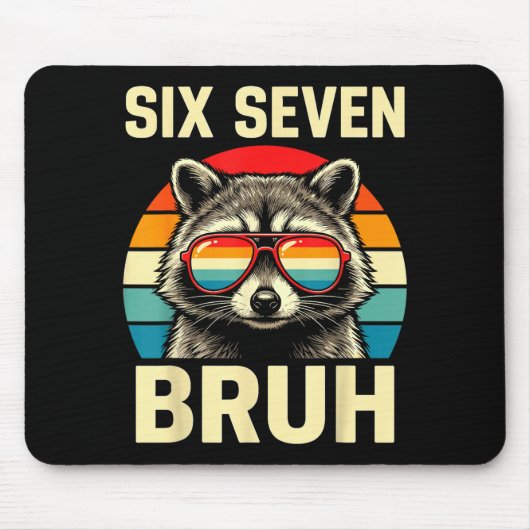 Cool Retro Six Seven Bruh Raccoon Sungles Meme 67  Muismat (Voorkant)