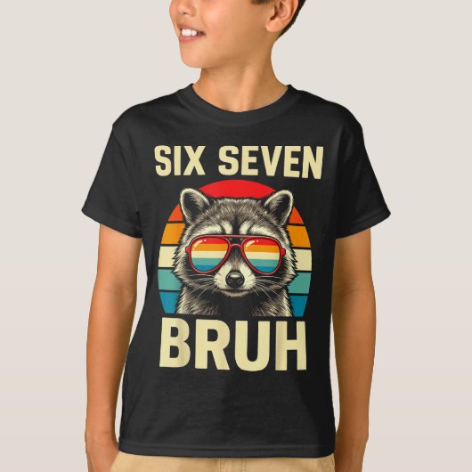 Cool Retro Six Seven Bruh Raccoon Sungles Meme 67  T-shirt (Voorkant)
