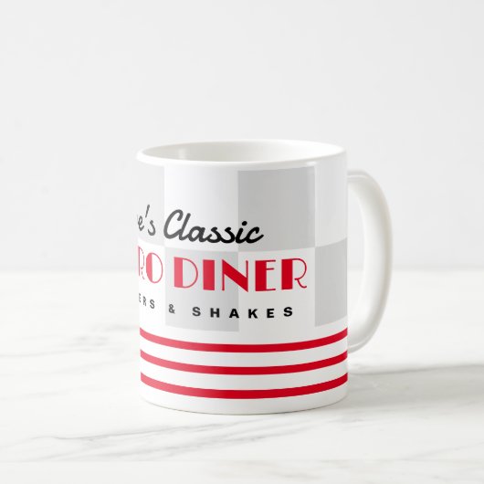 Cool retro stijl 50's diner koffie mok cadeau (Voorkant rechts)