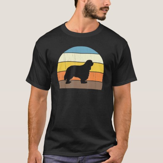 Cool Retro Sunset Cavalier King Charles Spaniels T-shirt (Voorkant)