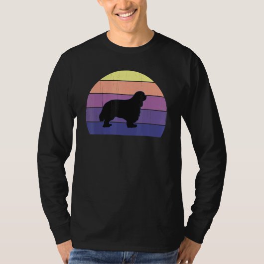 Cool Retro Sunset Fun Cavalier King Charles Spanie T-shirt (Voorkant)