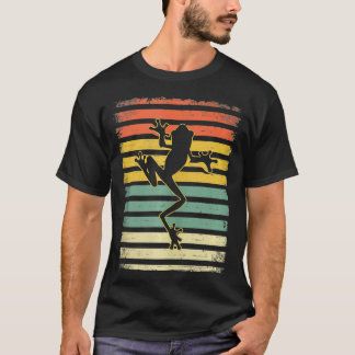 Cool Retro Sunset Tree Frog Silhouet Graphic T-shirt