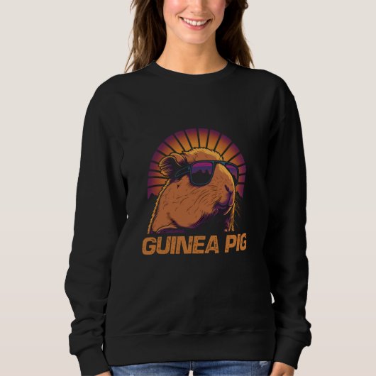Cool Retro Sunset Zonnebril Guinea Pig Trui (Voorkant)