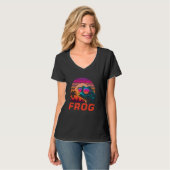 Cool Retro Sunset Zonnebril Kikker T-shirt (Voorkant volledig)