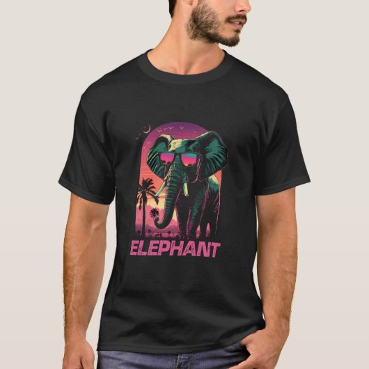 Cool Retro Sunset Zonnebril Olifant T-shirt (Voorkant)