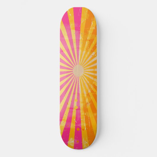 Cool Retro Sunshine Roze en Oranje Skateboard (Voorkant)