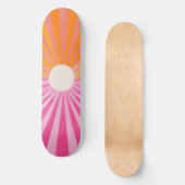 Cool Retro Sunshine Roze en Oranje Skateboard (Voorkant)