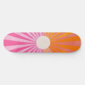 Cool Retro Sunshine Roze en Oranje Skateboard (Horizontaal)