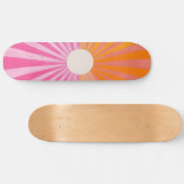 Cool Retro Sunshine Roze en Oranje Skateboard (Horizontaal)