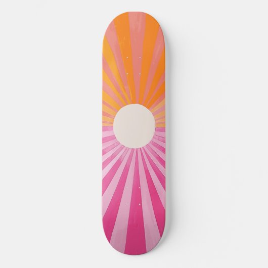 Cool Retro Sunshine Roze en Oranje Skateboard (Voorkant)