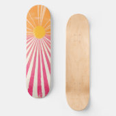 Cool Retro Sunshine Roze en Oranje Skateboard (Voorkant)