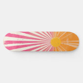 Cool Retro Sunshine Roze en Oranje Skateboard (Horizontaal)