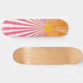 Cool Retro Sunshine Roze en Oranje Skateboard (Horizontaal)