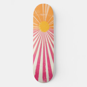 Cool Retro Sunshine Roze en Oranje Skateboard