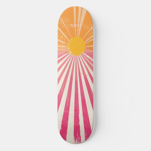 Cool Retro Sunshine Roze en Oranje Skateboard (Voorkant)