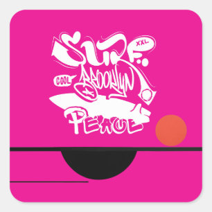 Cool Retro Surf Brooklyn Vrede Vierkante Sticker